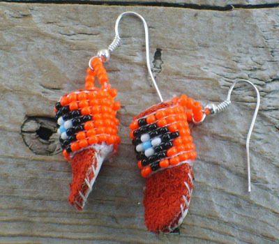 American Indian Beaded Moccasin Earrings D